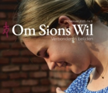Advertentie achterpagina gezinsblad Om Sions Wil afgelopen week